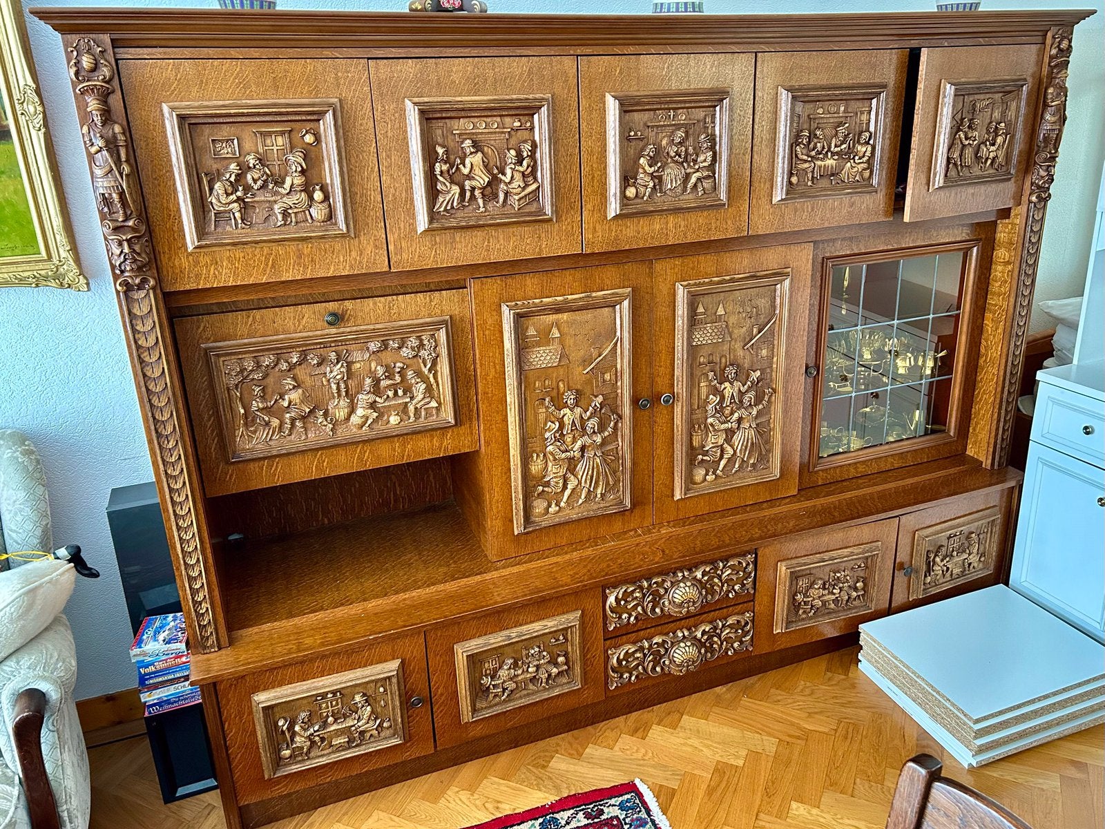 Massief eiken wandmeubel, Huis en Inrichting, Ophalen, Gebruikt