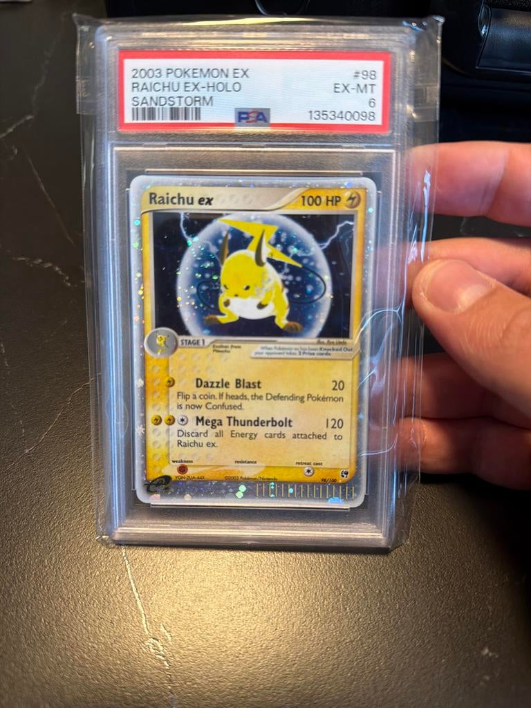 2003 Pokémon EX Raichu EX-Holo Sandstorm PSA 6, Ophalen of Verzenden, Gebruikt, Losse kaart