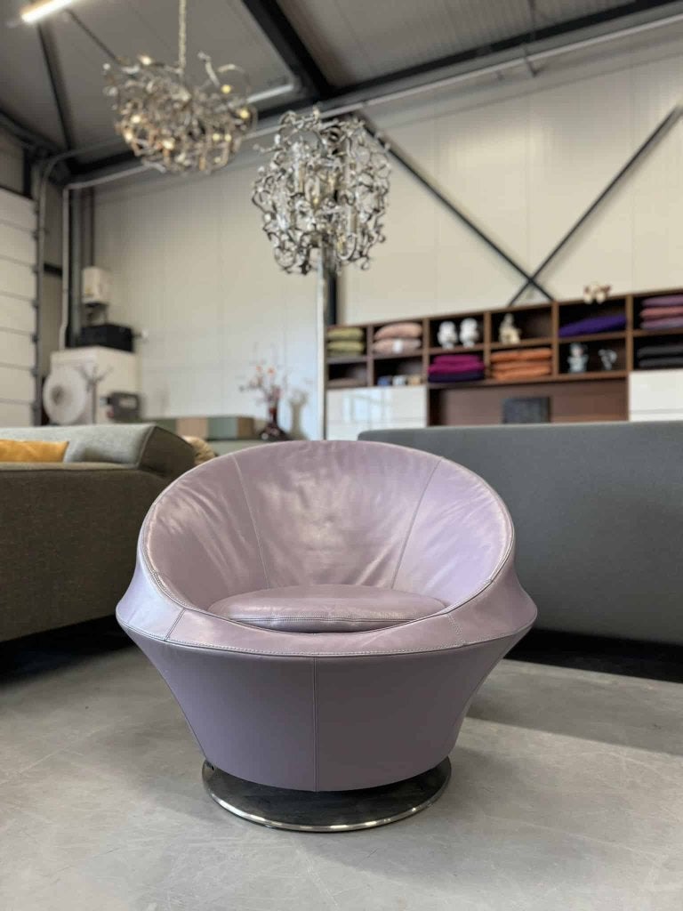 Als nieuw Leolux Ophelia Draai fauteuil leer design stoel, Leolux, Info@leolux.nl, Ophalen of Verzenden, Zo goed als nieuw