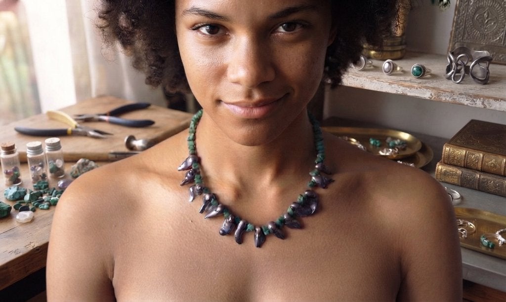 Prachtige Ketting Uniek Peacock Barokke Blister Malachiet, Ophalen of Verzenden, Nieuw, Groen, Overige materialen