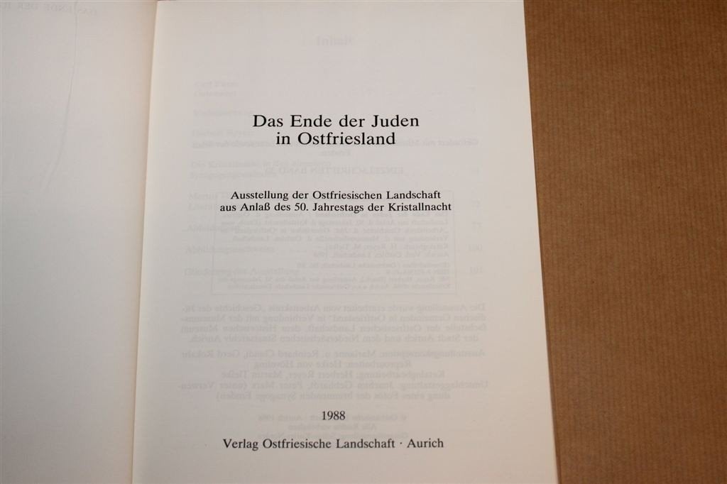Das Ende der Juden in Ostfriesland — Kristallnacht 1988, Ophalen of Verzenden, Gelezen, Europa