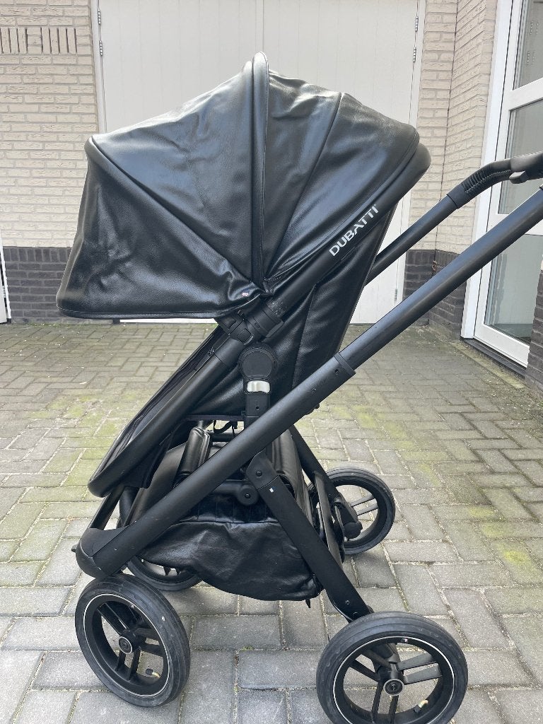 Dubatti One E6 Kinderwagen 2-in-1 – Black Leer / Pitch Black, Gebruikt, Luchtbanden, Ophalen of Verzenden, Kinderwagen