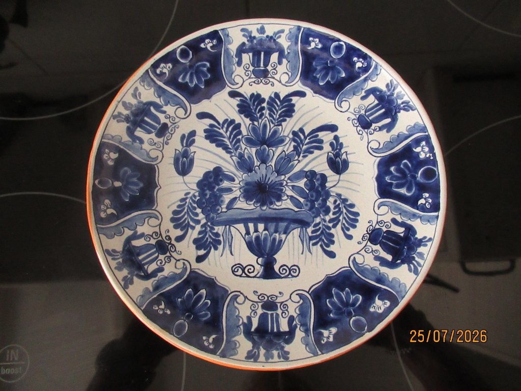 ANTIEK BLAUW BORD- DE PORCELEYNE CLAEUW -DE KLAUW-CA1900, Ophalen of Verzenden