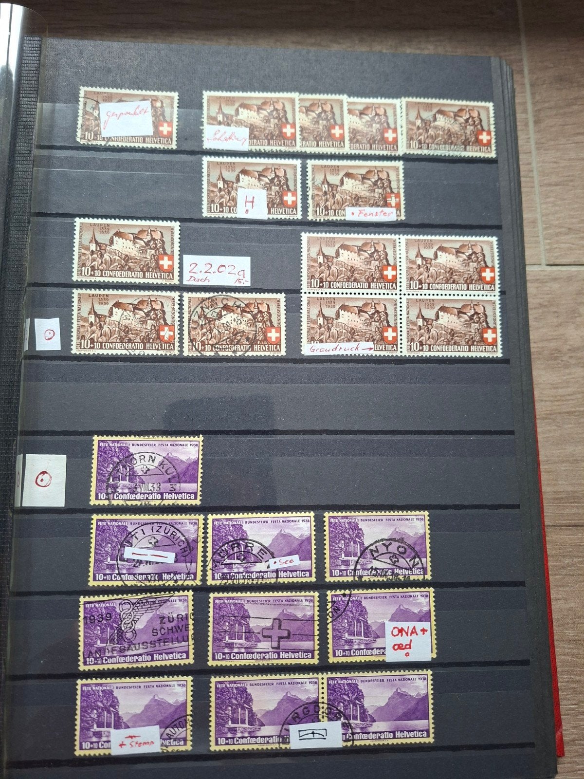 Postzegels Zwitserland Pro Patria met afwijkingen gestempeld, Ophalen of Verzenden