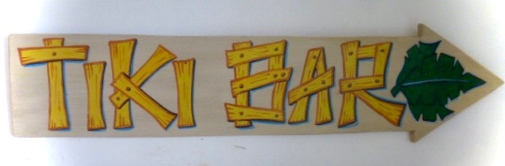 Groot Tiki Bar pijl bord/hout/Hawai/zomer/beach/strand/surf, Hout, Decoratieobject, Zo goed als nieuw, B6