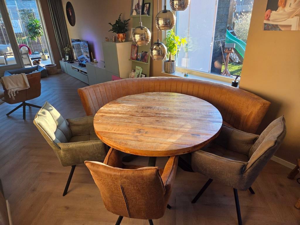 Prachtige eethoek, Ophalen of Verzenden, Zo goed als nieuw, 4 tot 6 stoelen