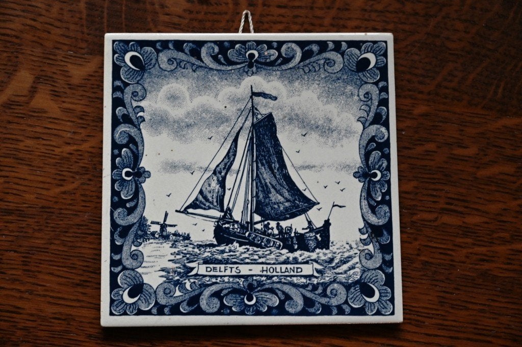 Wand tegel Delfts Blauw, Blauw, Ophalen of Verzenden, Steen/keramiek, Gebruikt