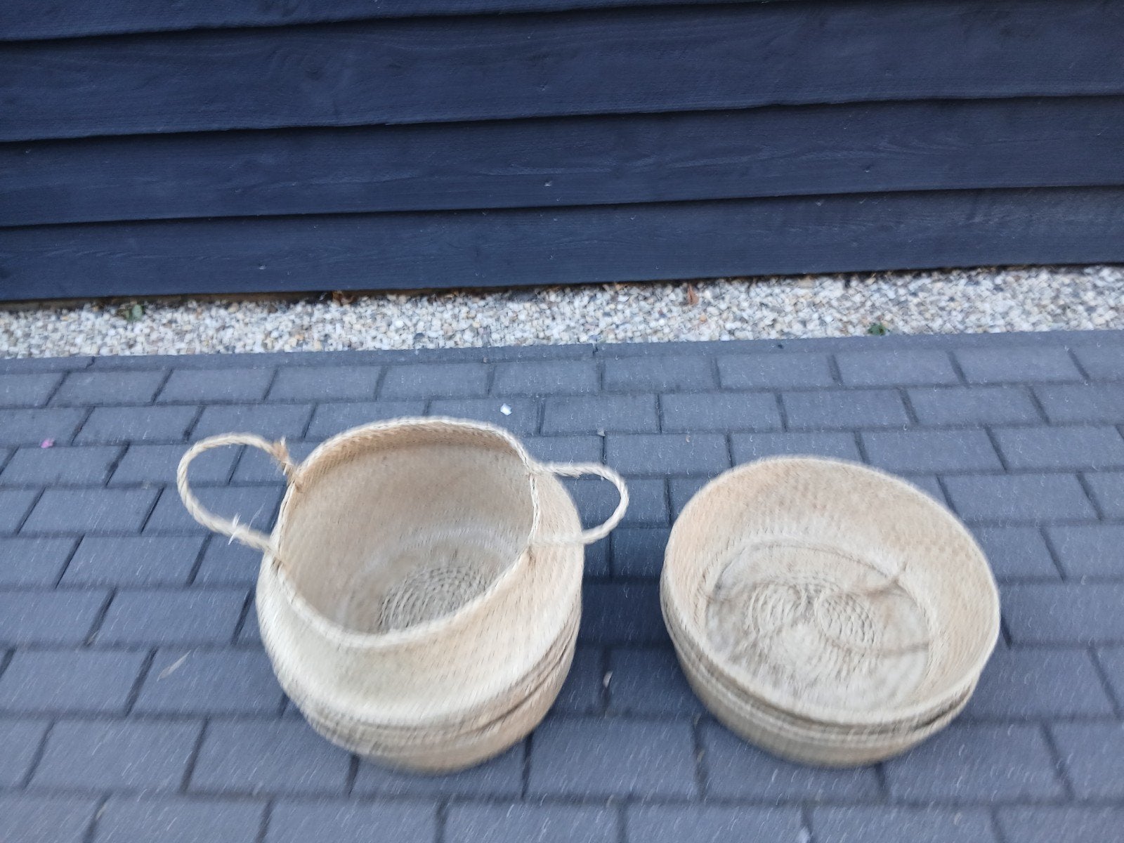 Gevlochten Rietmand met Handvatten, Huis en Inrichting, Woonaccessoires | Schalen en Manden, Gebruikt, Mand, Rond, Ophalen of Verzenden