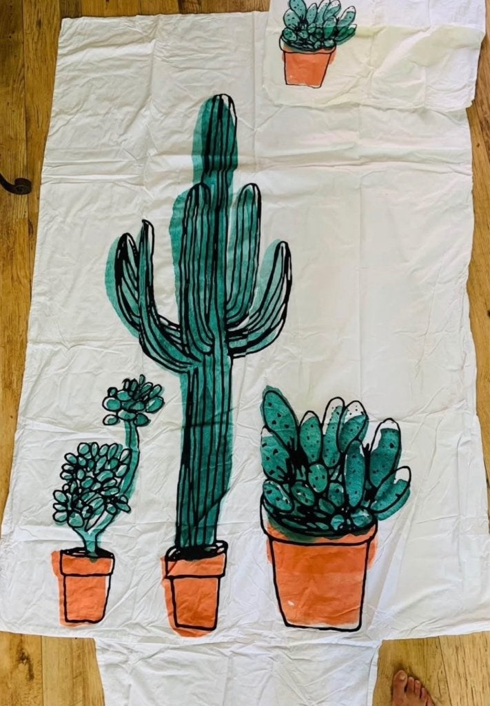 Dekbedovertrek cactus 1-persoons, Eenpersoons, Wit, Dekbedovertrek, Katoen