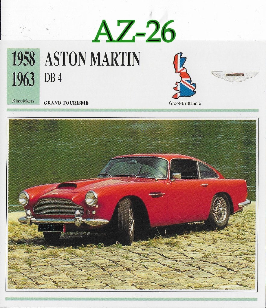 Az26 autokaart aston martin db 4 ( 1958 - 1963, Ophalen of Verzenden, Zo goed als nieuw, Auto's