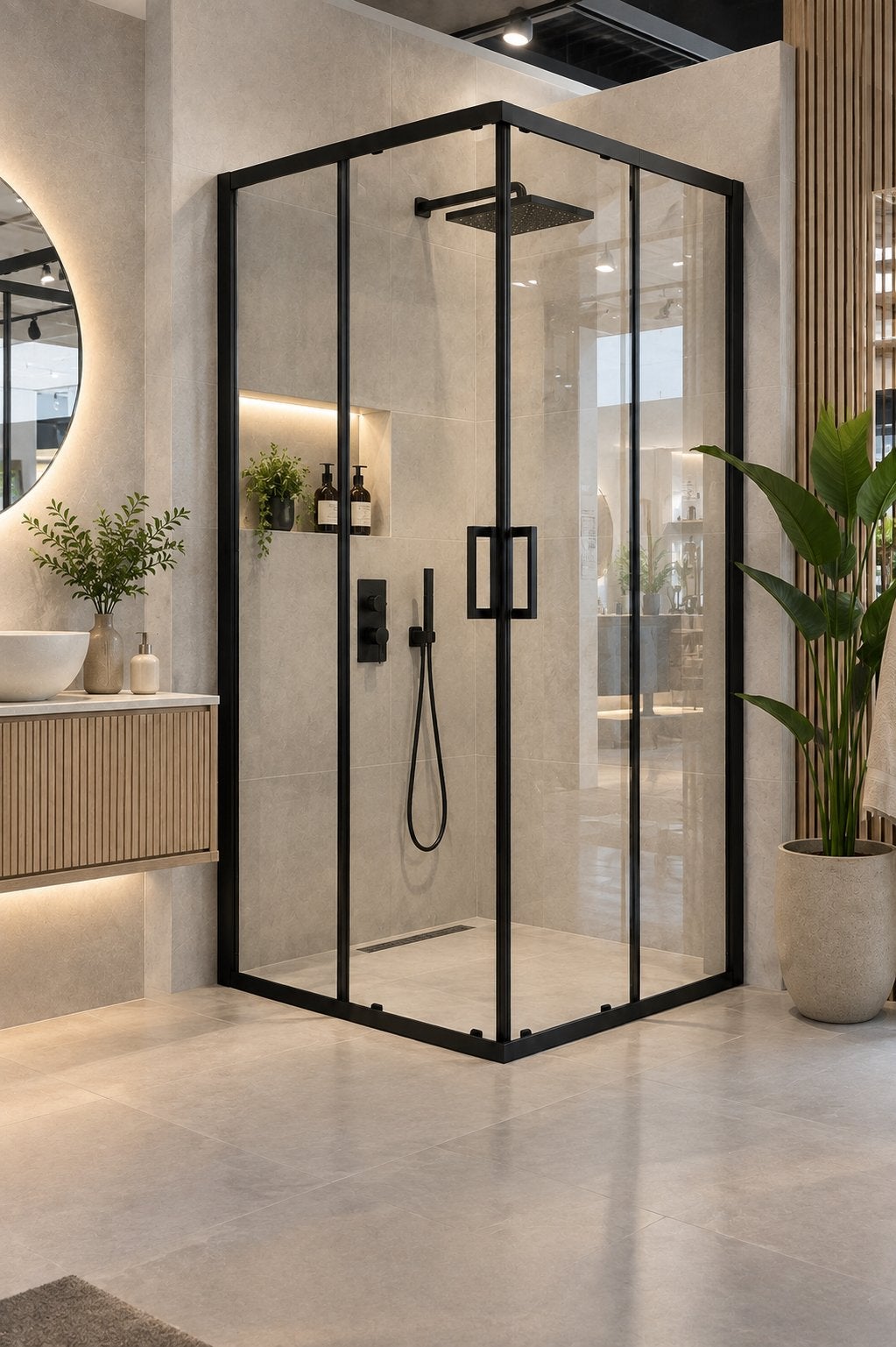 ACTIE! DOUCHECABINE ZWART 90x90 CM - ANTIKALK NANO COATING, Ophalen of Verzenden, Nieuw, Douche