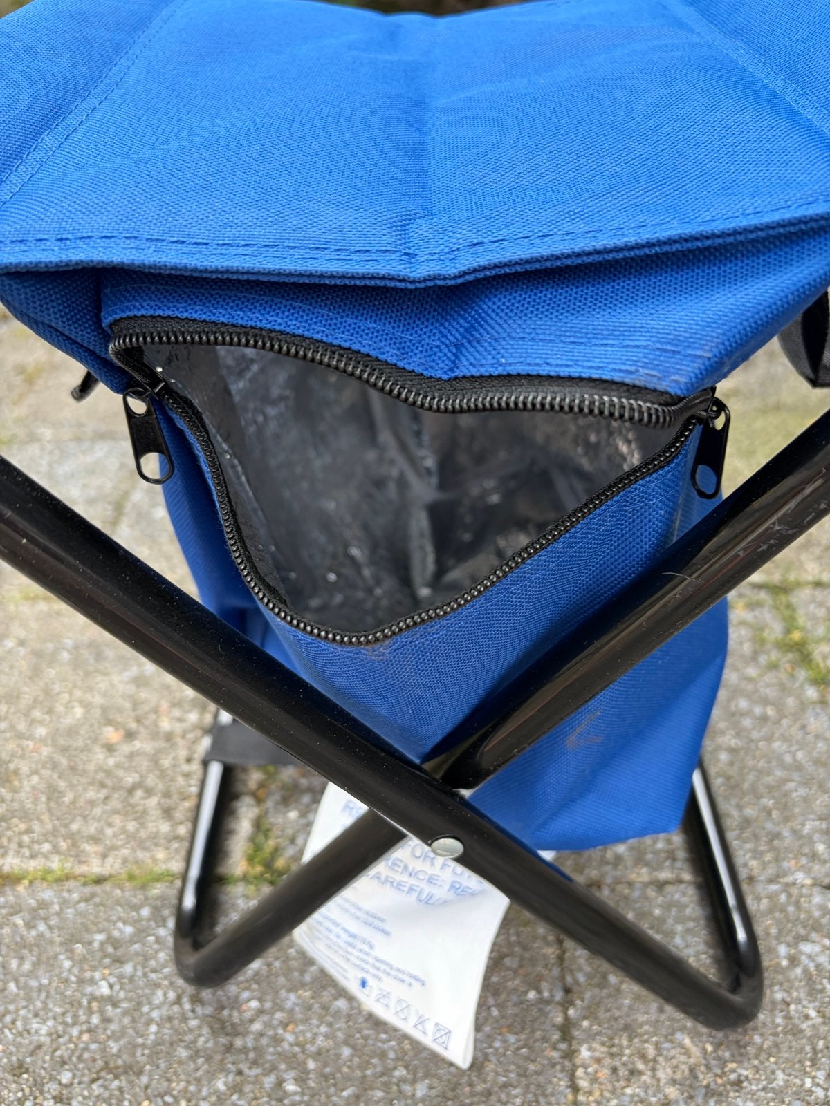 Campingkruk met koeltas - Blauw, opvouwbaar, Ophalen of Verzenden, Zo goed als nieuw, Campingstoel