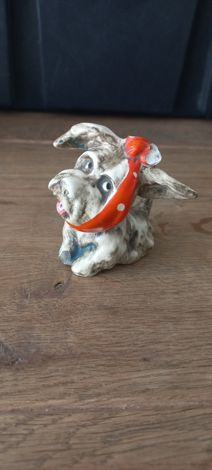Vintage Goebel porseleinen hond met rode sjaal - KT 55/0 C, Ophalen of Verzenden