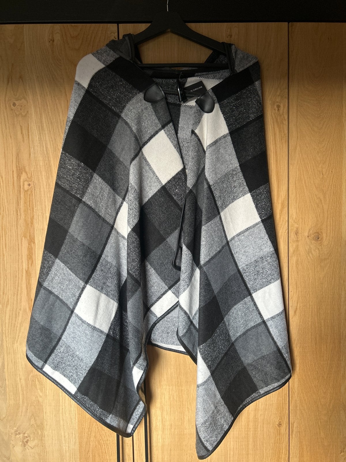 Geruite poncho met capuchon - Zwart/Wit, Ophalen of Verzenden, Nieuw
