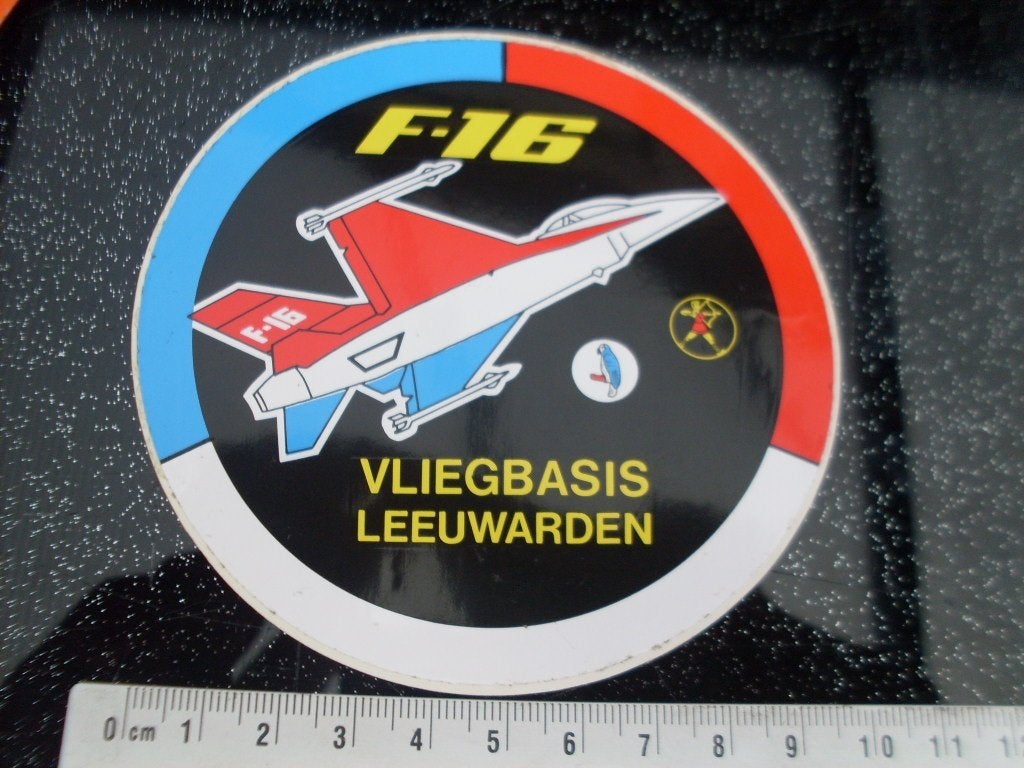 sticker F-16 vliegbasis leeuwarden logo embleem KLu, Verzenden, Zo goed als nieuw, Bedrijf of Vereniging
