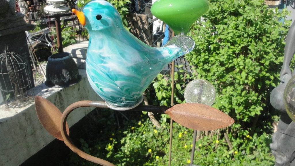 tuinprikke vogel van glas met metalen steker, Ophalen of Verzenden, Nieuw