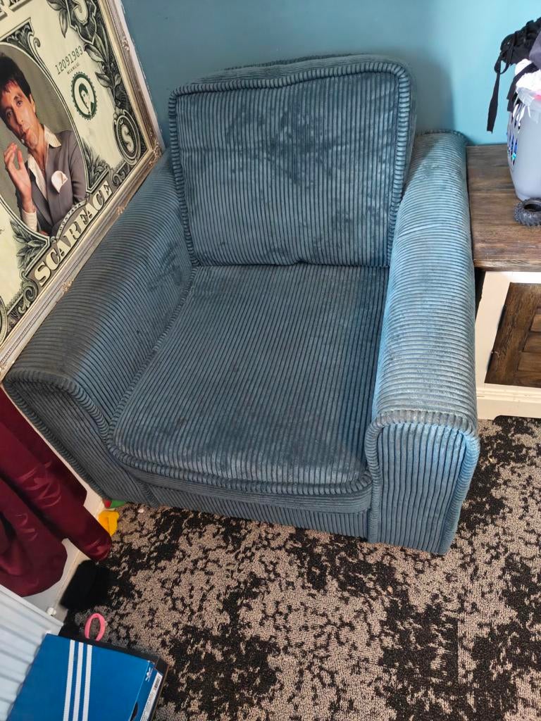 Rib stof Love seat Petrol blauw - Ophalen in Deventer, Huis en Inrichting, Banken | Bankstellen, Gebruikt, Tweepersoons, 75 tot 100 cm