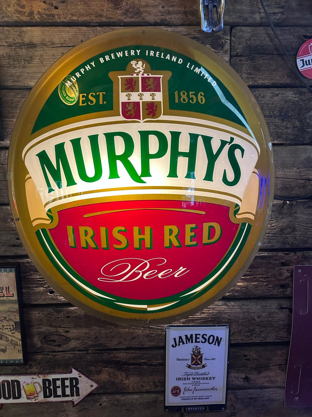 Murphy's Irish Red Beer Lichtreclame Bord - 80 cm, Verzamelen, Ophalen, Nieuw, Reclamebord, Plaat of Schild, Overige merken