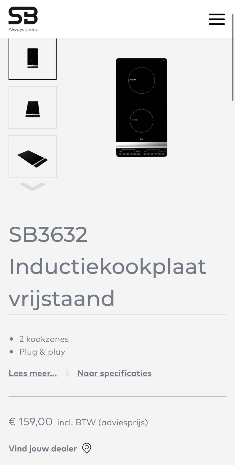 SB3632 Induction Cooktop Brand New& SealedOriginal Packaging, Ophalen of Verzenden, Nieuw, Zwart, Enkelwandige keuken