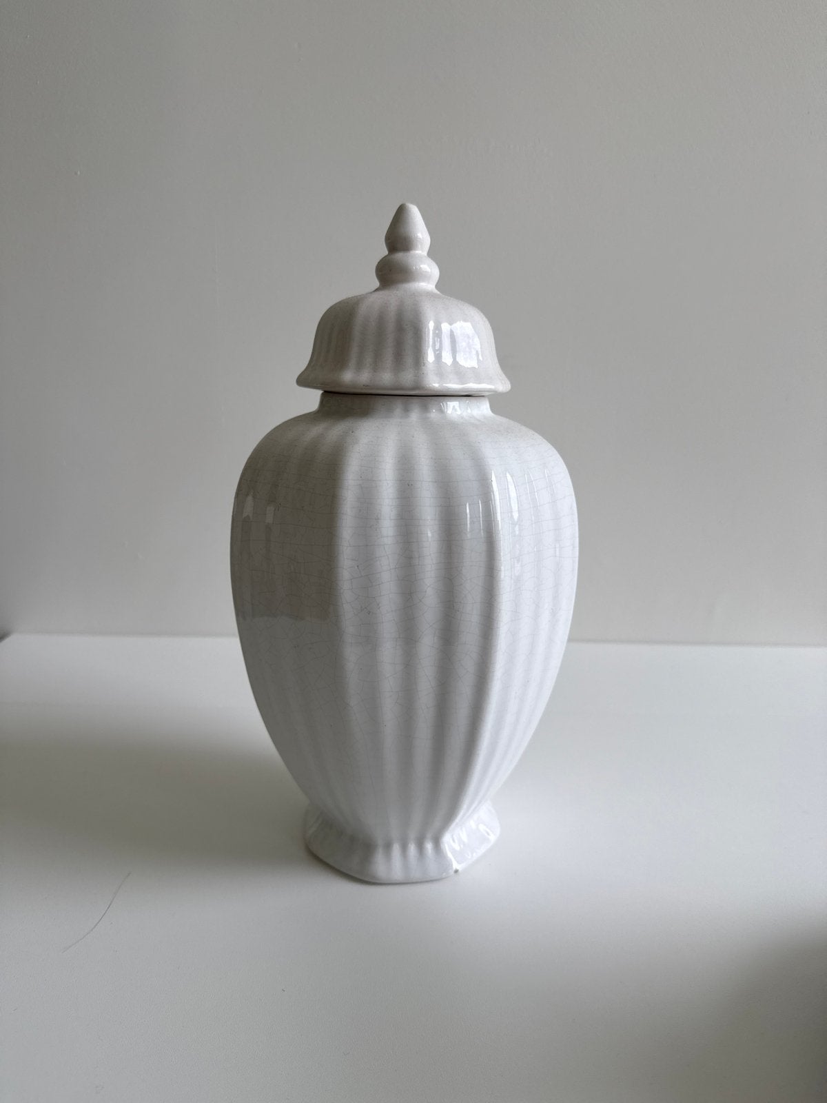 Witte decoratieve pot met deksel, Ophalen of Verzenden