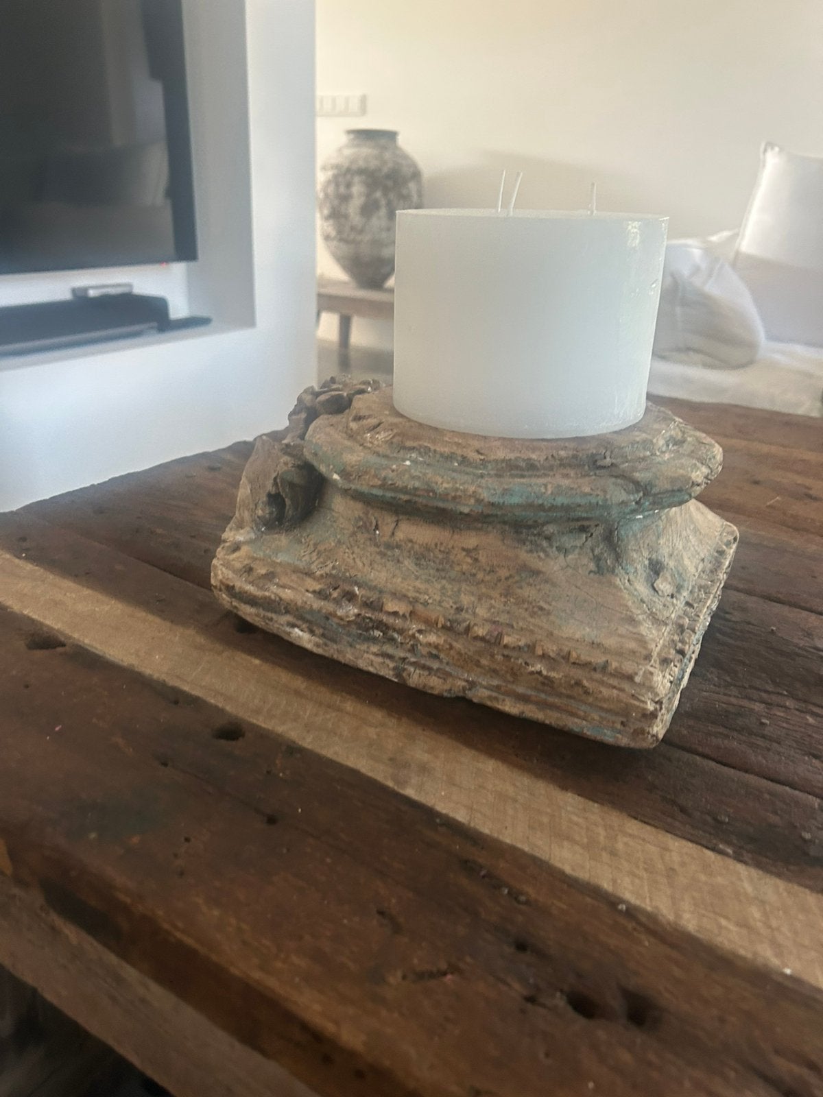 Gave poer / kandelaar, Ophalen of Verzenden, Zo goed als nieuw, Rond, Hout