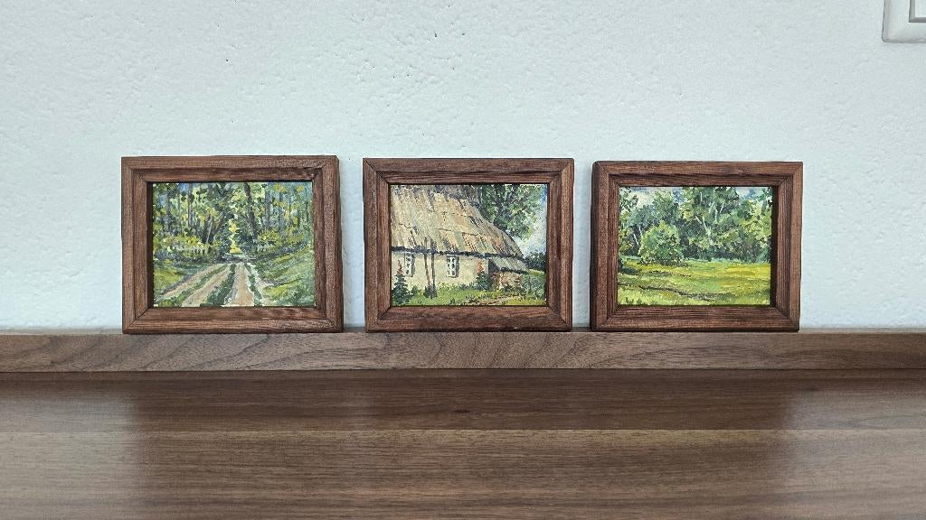 Vintage Oil painting Set of Landscape, Minder dan 50 cm, Gebruikt, Oorspronkelijke maker, Verzenden