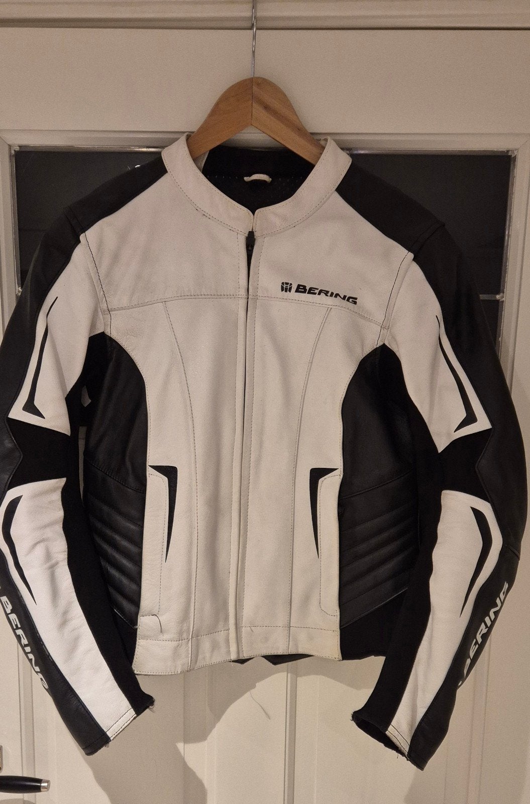 Bering leren dames motorjas - Zwart/Wit, Motoren, Heren, Jas | leer, Ophalen of Verzenden, Bering