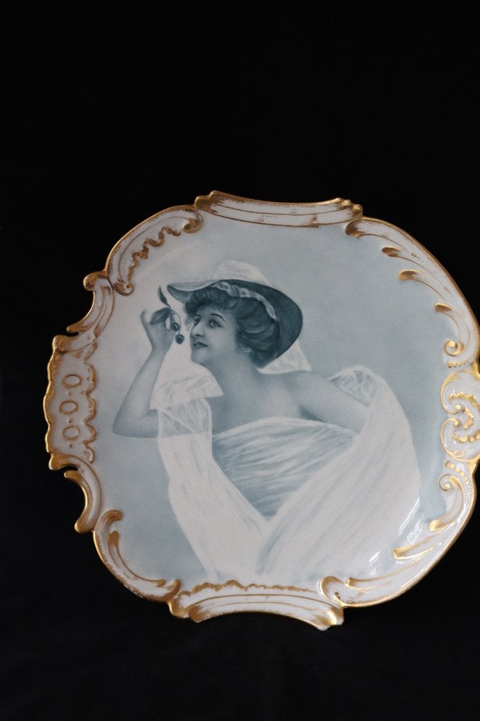 Antieke Limoges W. Guerin “Gibson girl” sierbord c 1900, Ophalen of Verzenden