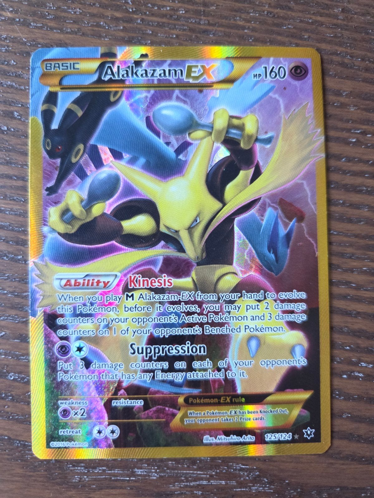 Alakazam EX Pokémon kaart 125/124 Full Art, Ophalen of Verzenden, Zo goed als nieuw, Losse kaart, Foil