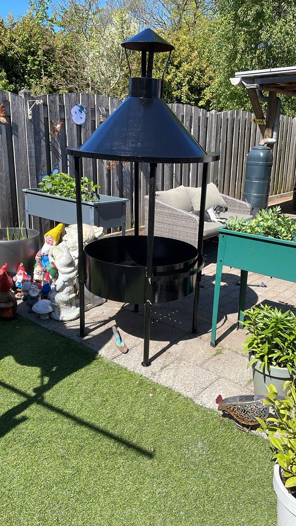 Grote zwarte tuinhaard buiten koken, Tuin en Terras, Ophalen, Gebruikt