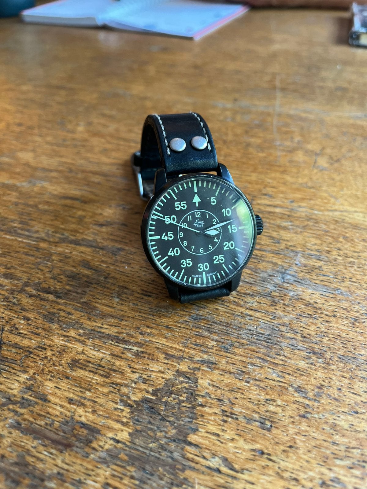 Laco 1925 B uhr, Overige merken, Leer, Staal, Polshorloge