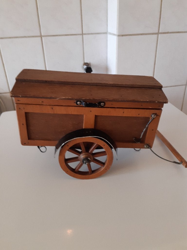 Prachtige houten miniatuur bakkerskar / handkar – Vintage, Antiek en Kunst, Ophalen of Verzenden