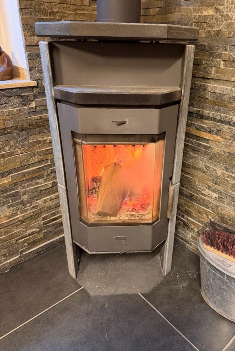 speksteenkachel 7 kw, Ophalen, Gebruikt, Hout, Houtkachel