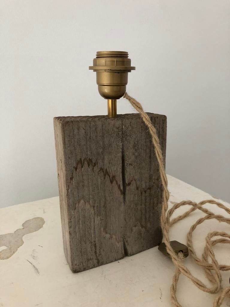 MOOIE LAMPENVOET LAMP IN HOUT MET MOOIE ELECTRO 2 STUKS, Ophalen of Verzenden, Zo goed als nieuw, Hout, Minder dan 50 cm