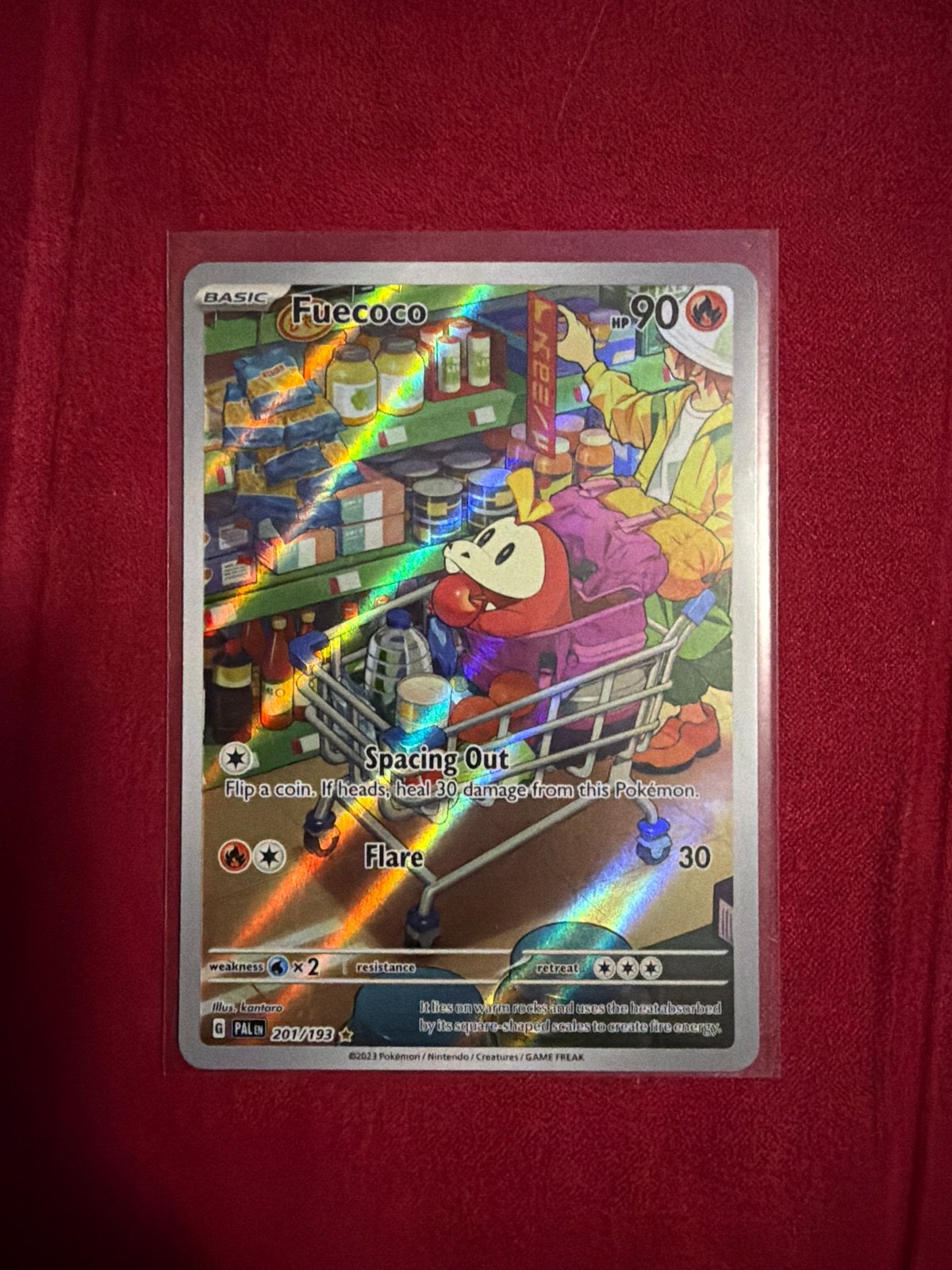 Fuecoco 201/193 Pokémon kaart - Scarlet & Violet, Ophalen of Verzenden, Zo goed als nieuw, Losse kaart, Foil