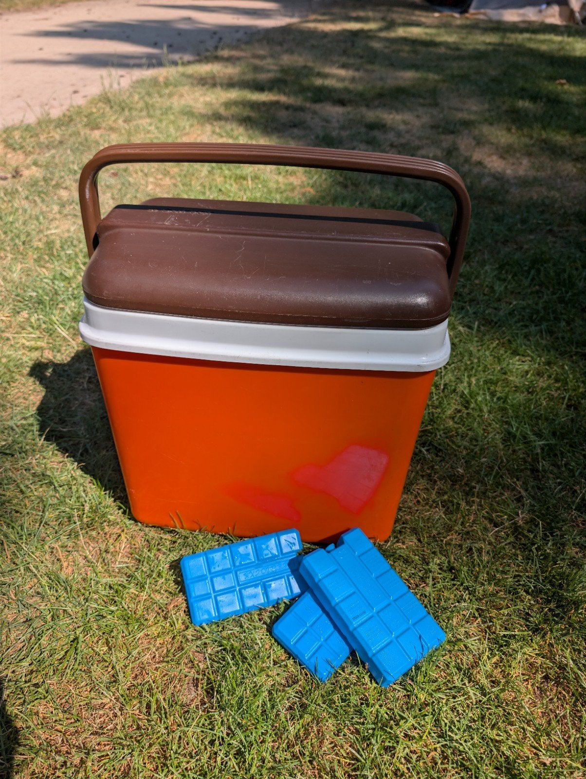 Vintage Curver koelbox oranje/bruin '70, Ophalen of Verzenden, Gebruikt, Koelbox, Koelelement