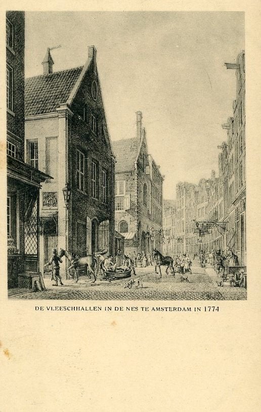 AMSTERDAM – Vleeshallen bij de Nes 1774 (DR092), Verzenden, Voor 1920, Ongelopen, Noord-Holland