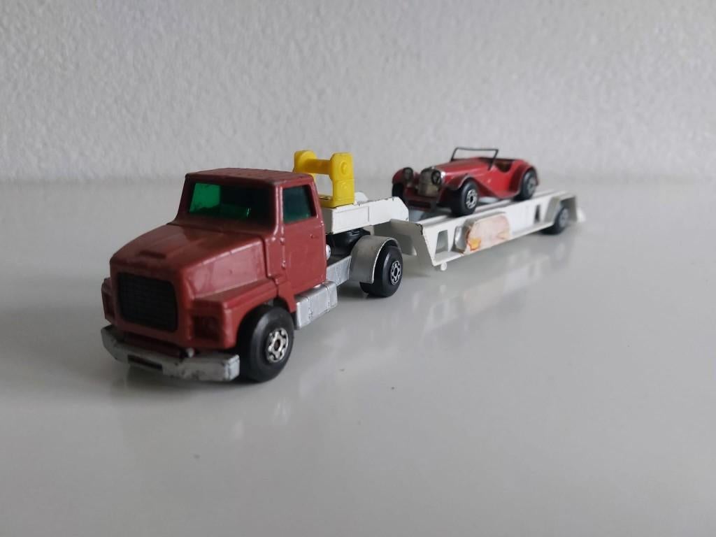 Matchbox auto-oplegger met Jaguar, Ophalen of Verzenden, Gebruikt, Bus of Vrachtwagen, Matchbox