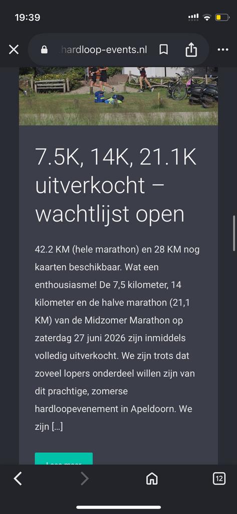 Halve marathon kaartje startbewijs Apeldoon gezocht, Eén persoon, Juni