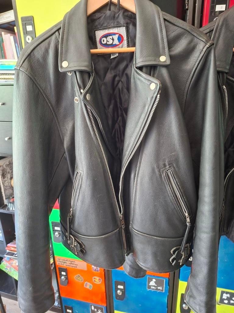 Leren motorjas maat 48 met franjes - Zo goed als nieuw, OSX, Maat 48/50 (M), Zwart, Ophalen of Verzenden