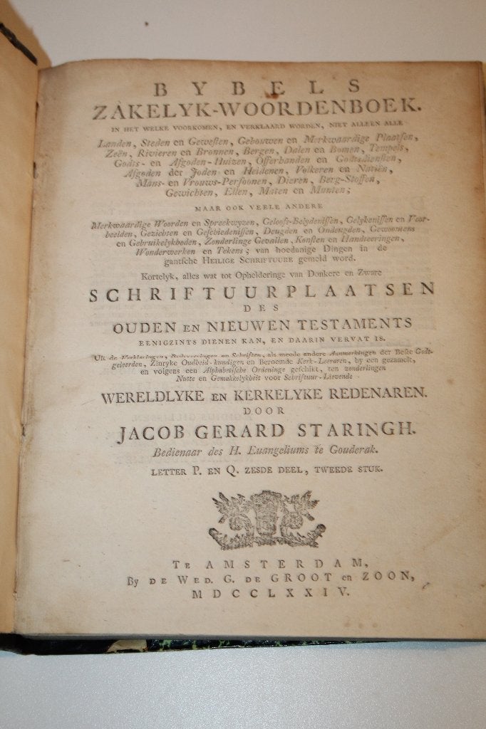 Staringh - Bybels Zakelyk Woordenboek, letter P+Q (1774), Antiek en Kunst, Ophalen of Verzenden