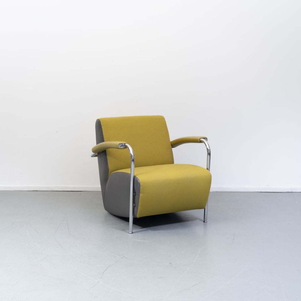 Leolux Scylla Laag Fauteuil Geel/Grijs Stof