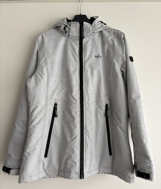 Kjelvik grijs/witte dames winterjas maat 42, Ophalen, Maat 42/44 (L), Zo goed als nieuw, Kjelvik