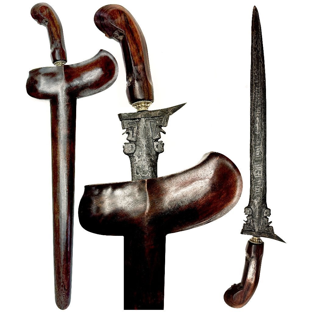 keris Dapur Omyang Jimbe pamor ngulit semangka (Hanacaraka), Hout, Wapen, 52 cm, Ophalen of Verzenden