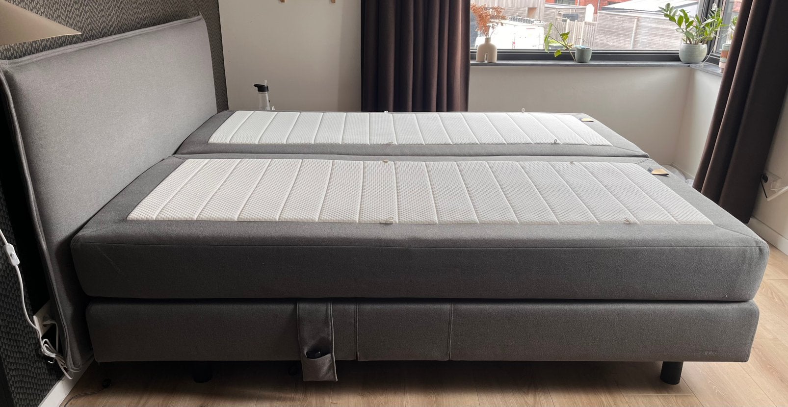 Auping kiruna boxspring, Huis en Inrichting, Slaapkamer | Bedden, Zo goed als nieuw, Tweepersoons, 180 cm, 210 cm, Stof, Ophalen