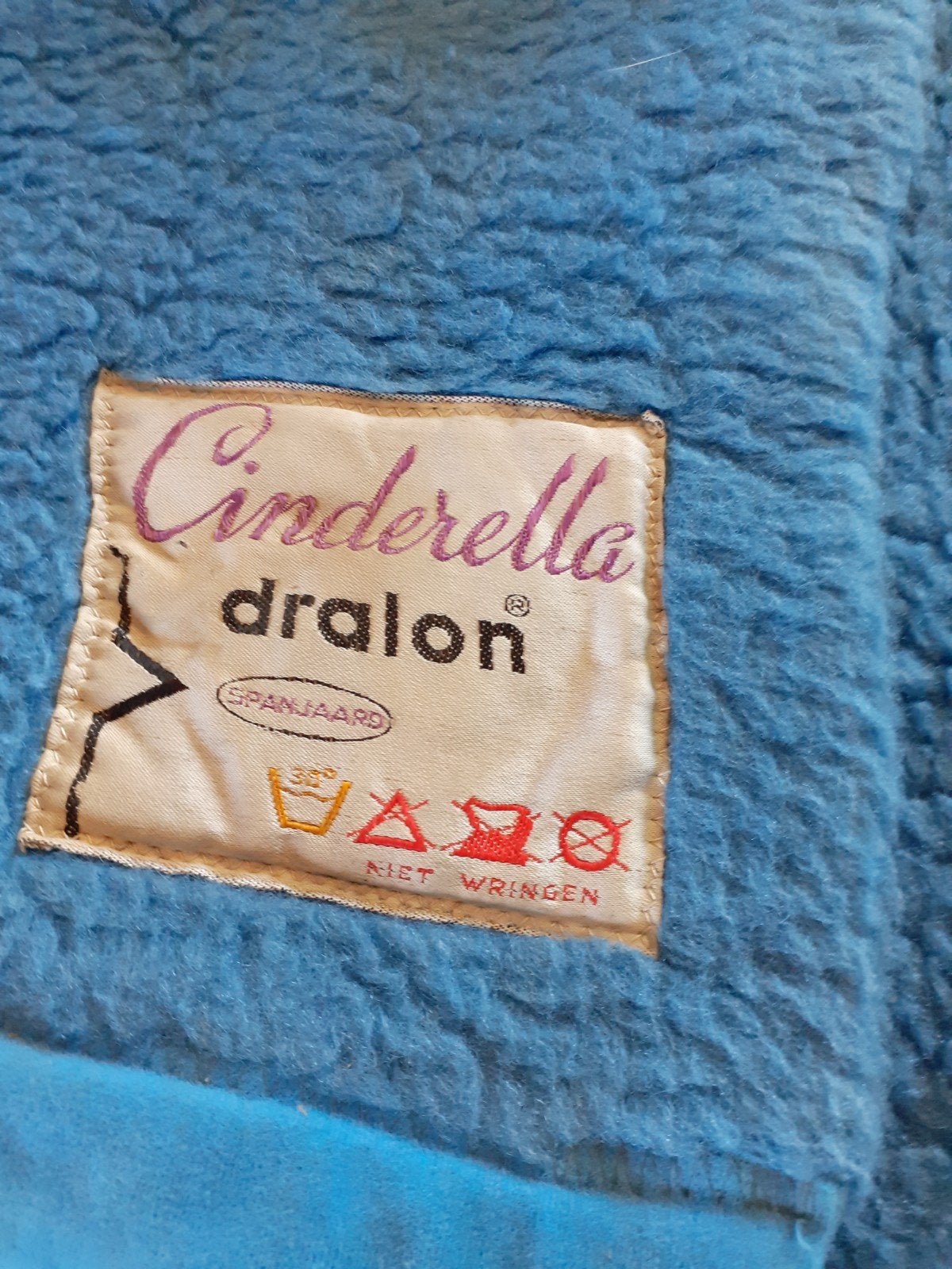 Vintage Cinderella Dralon deken - Blauw, Gebruikt, Acryl, Ophalen of Verzenden, Blauw