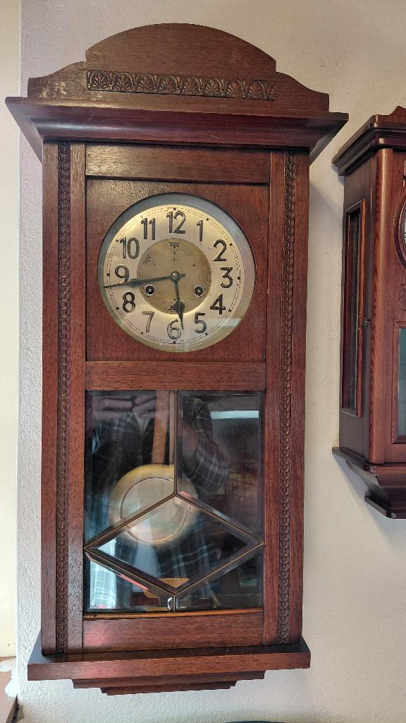 Junghans wandklok met slinger, Antiek en Kunst, Antiek | Klokken, Ophalen