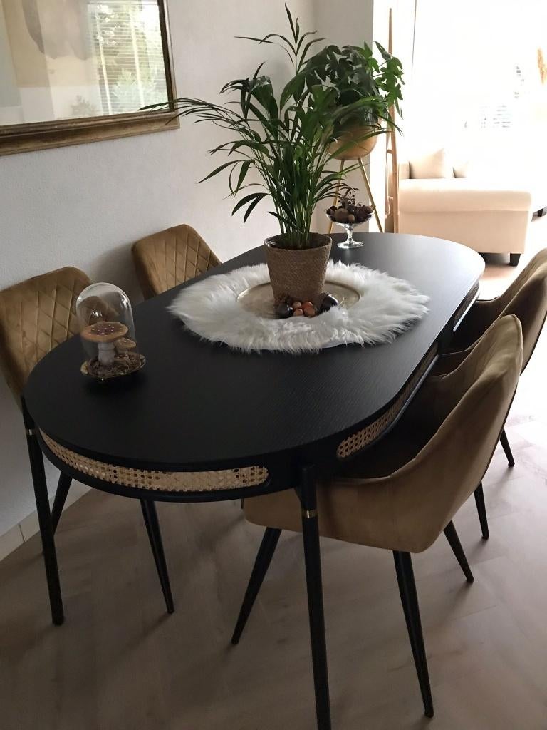 Eettafel zwart, Huis en Inrichting, 50 tot 100 cm, Zo goed als nieuw, 150 tot 200 cm, Vier personen