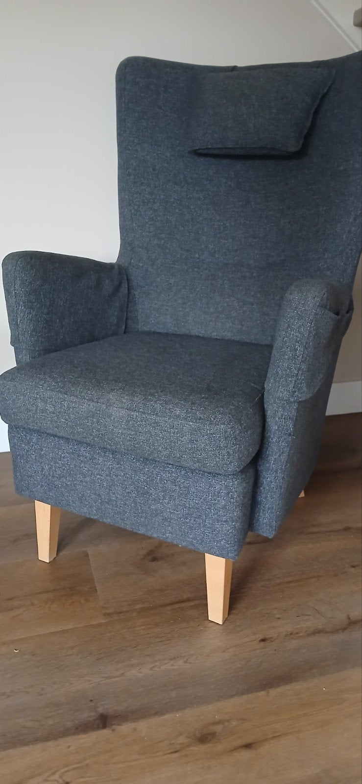 Fauteuil Ikea, donkergrijs, Ophalen, 75 tot 100 cm, Zo goed als nieuw, Stof