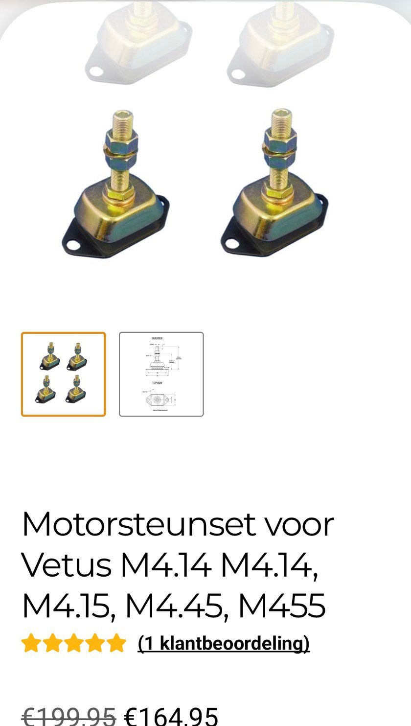 4x Vetus K50V motorsteunen set trildempers nieuw, Ophalen, Zo goed als nieuw, Motor en Techniek